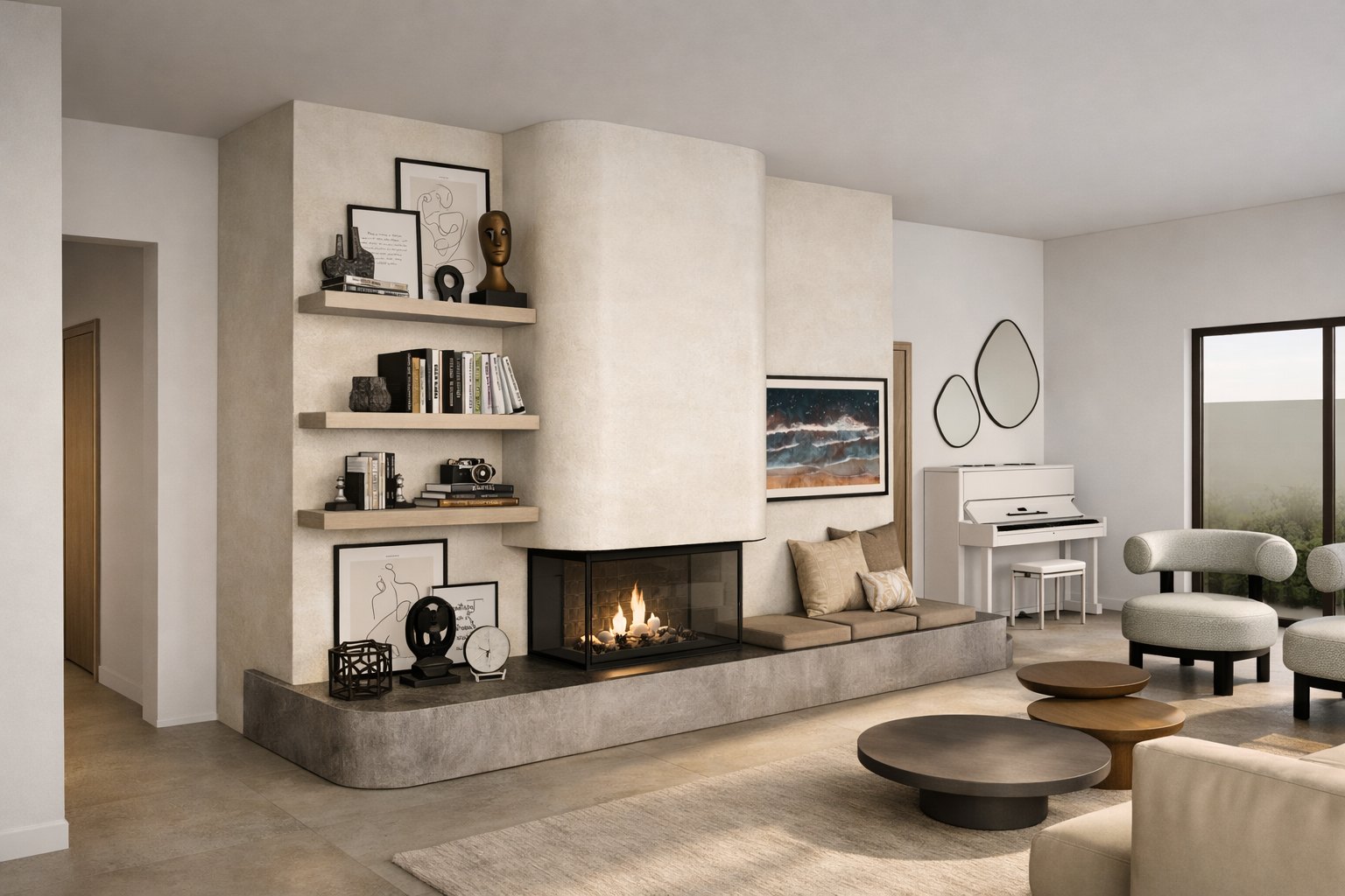 Projet de cheminée sur mesure dans un séjour contemporain